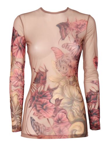 Floral Tattoo Print T-shirt - Alberta Ferretti - Modalova