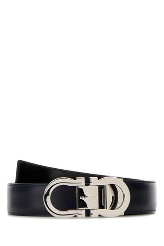 Midnight Blue Leather Reversible Belt - Ferragamo - Modalova