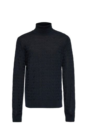 Wool Turtleneck With Monogram - Emporio Armani - Modalova