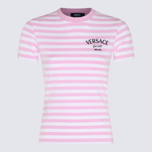 Pink And White Cotton Blend T-shirt - Versace - Modalova