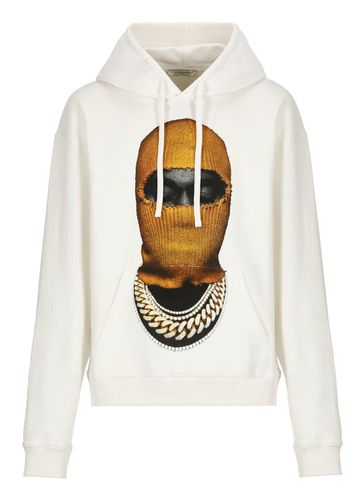 Mask Printed Drawstring Hoodie - ih nom uh nit - Modalova