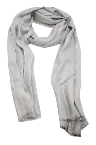Scarf In Cashmere And Silk, Embellished With Lurex Threads And Frills At The Bottom - Brunello Cucinelli - Modalova