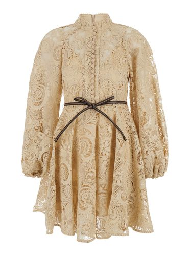 Mini Dress With Belt And Embroideries In Lace Woman - Zimmermann - Modalova
