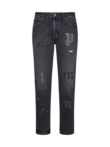 Jeans With Logoed Patches - Palm Angels - Modalova