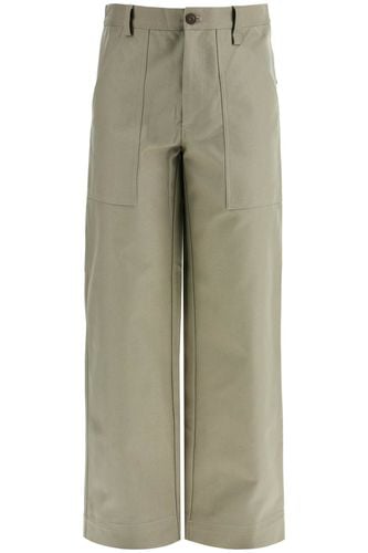 Gray Cotton Wide Leg Work Pants - Maison Kitsuné - Modalova