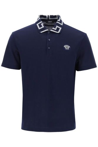 Versace Polo Shirt In Blue Cotton - Versace - Modalova