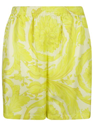 Barocco Print Silk Twill Short - Versace - Modalova