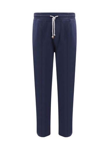 Cotton Joggers With Drawstring Waist With Stripe In The Front - Brunello Cucinelli - Modalova