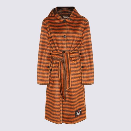 Orange Mohair And Virgin Wool Blend Stripe Coat - Marni - Modalova