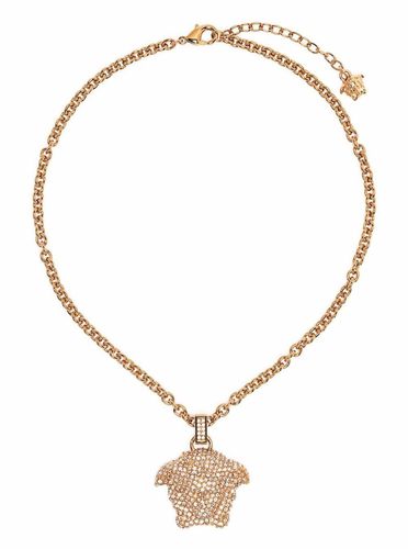 Necklace With Crystal Embellished Medusa Pendant In Gold-tone Brass Woman - Versace - Modalova