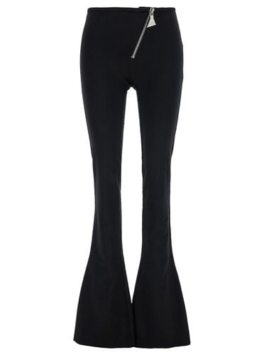 Black Flared Pants With Oblique Zip In Stretch Jersey Woman - The Attico - Modalova