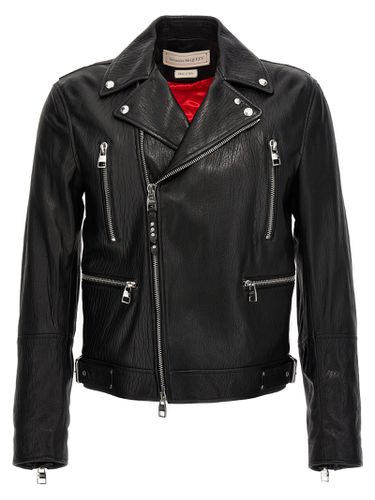 Texture Leather Jacket - Alexander McQueen - Modalova