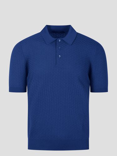 Embossed Cotton Knit Polo Shirt - Tagliatore - Modalova