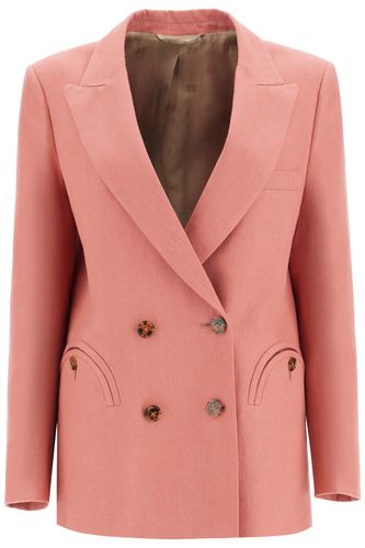 Coral Linen Single-breasted Blazer With Turtle Style Buttons - Blazé Milano - Modalova