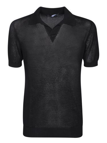Tagliatore Crochet Black Polo Shirt - Tagliatore - Modalova