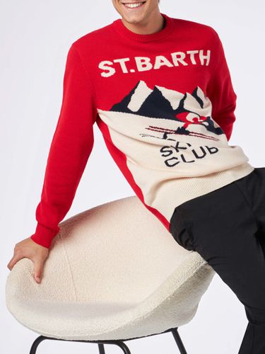 Man Crewneck Sweater With St. Barth Ski Club Postacard Jacquard Print - MC2 Saint Barth - Modalova