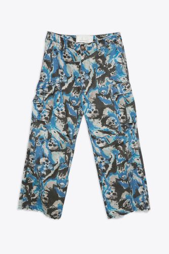 Unisex Skull Cargo Pants Woven Blue camouflage cargo pant with skulls print - Unisex Skull Cargo Pants - ERL - Modalova