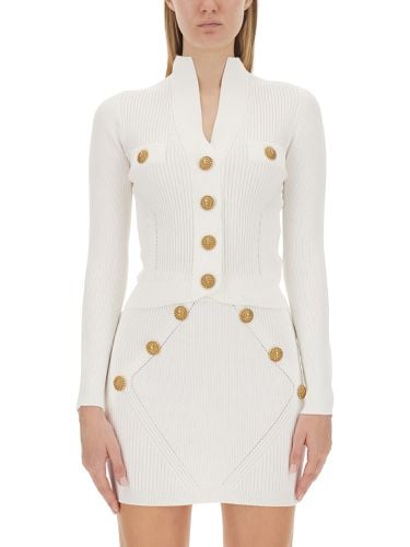 Cardigan With Logoed Buttons - Balmain - Modalova