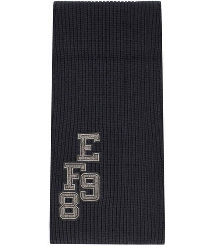 College-style Patch Ribbed Scarf - Elisabetta Franchi - Modalova