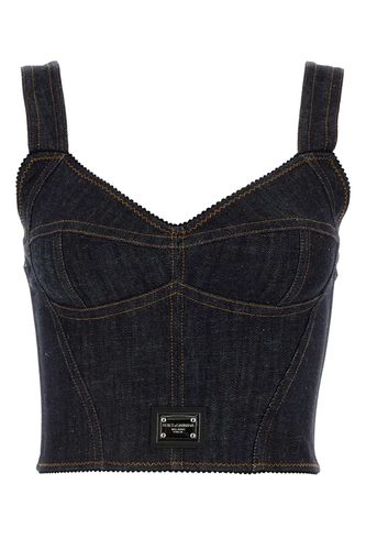 Dark Blue Stretch Top - Dolce & Gabbana - Modalova