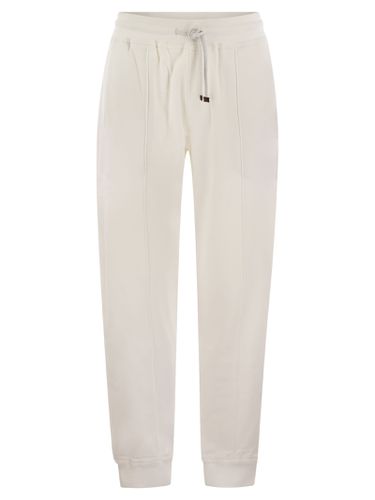 Cotton Fleece Trousers With Crête And Elasticated Hem - Brunello Cucinelli - Modalova
