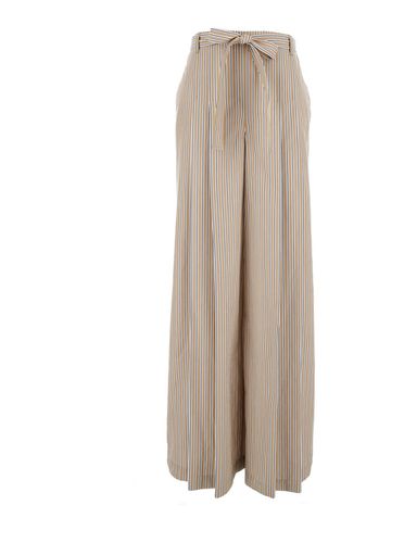 Beige Striped Pants With Bow Details In Popeline Woman - Alberta Ferretti - Modalova