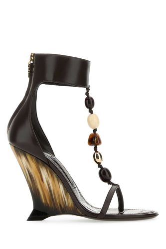 Dark Brown Leather Selene Sandals - Ferragamo - Modalova