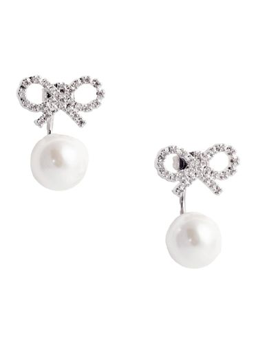 Crystal Bow Pearl Jacket Earrings - self-portrait - Modalova