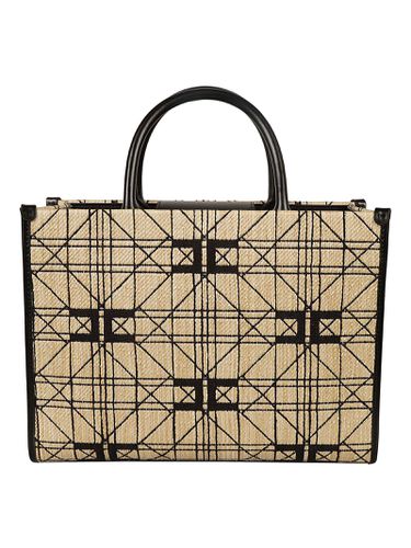 Top Handle Patterned Shopper Bag - Elisabetta Franchi - Modalova