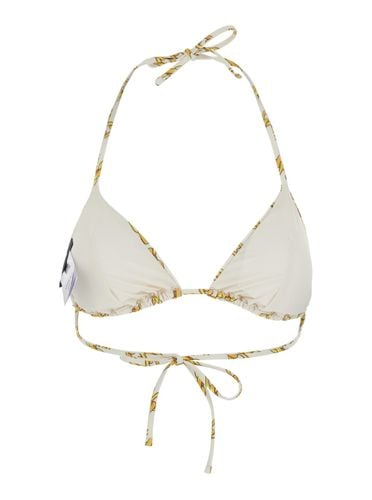 Bikini Top With All-over Chain Print In Tech Fabric Stretch Woman - Versace - Modalova