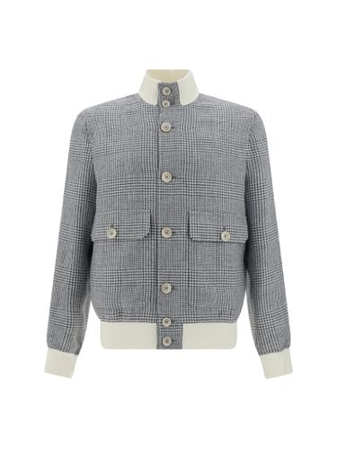 Linen, Wool And Silk Checked Jacket - Brunello Cucinelli - Modalova