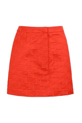Satin Skirt With Logo - Elisabetta Franchi - Modalova