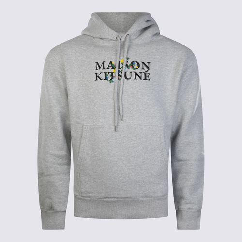 Light Grey Melange Cotton Flower Lettering Sweatshirt - Maison Kitsuné - Modalova