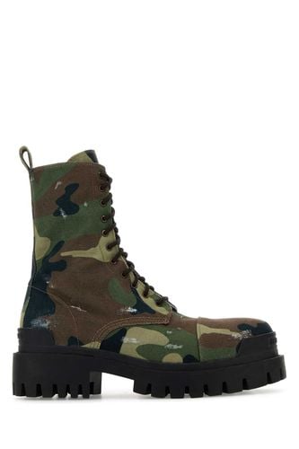 Printed Canvas Strike Ankle Boots - Balenciaga - Modalova