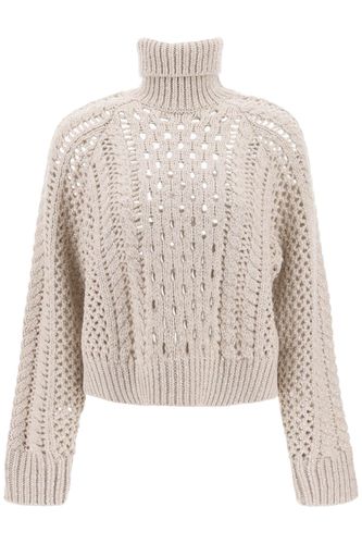 Dazzling Irish Cables Turtleneck Sweater - Brunello Cucinelli - Modalova