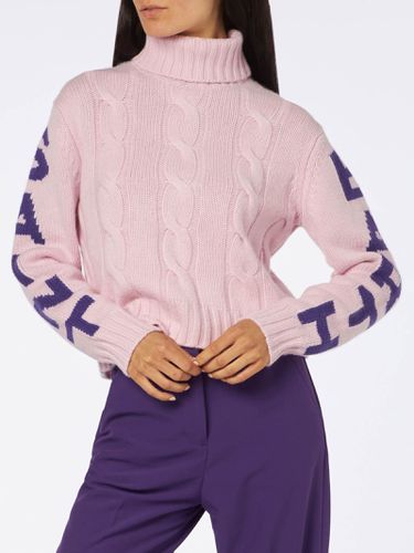 Woman Turtleneck Braided Sweater With Saint Barth Jacquard Print - MC2 Saint Barth - Modalova