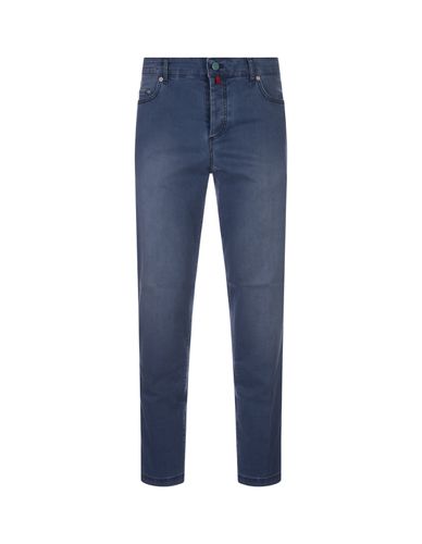 Denim Tapered Jeans With Logos - Kiton - Modalova