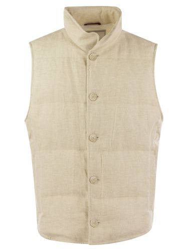Linen, Wool And Silk Diagonal Sleeveless Down Jacket - Brunello Cucinelli - Modalova