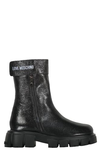 Logo Detail Leather Booties - Love Moschino - Modalova