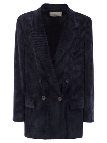 Velvet Double-breasted Blazer - Peserico - Modalova