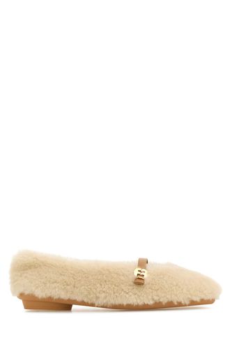 Ivory Shearling Noella Ballerinas - Ferragamo - Modalova