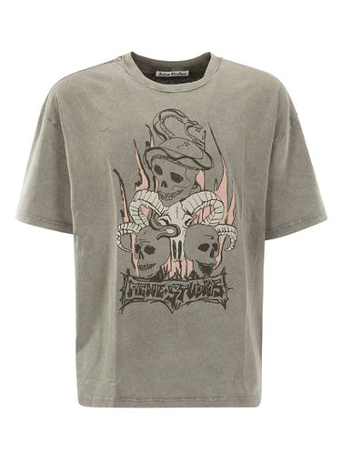 Skull Printed Crewneck T-shirt - Acne Studios - Modalova