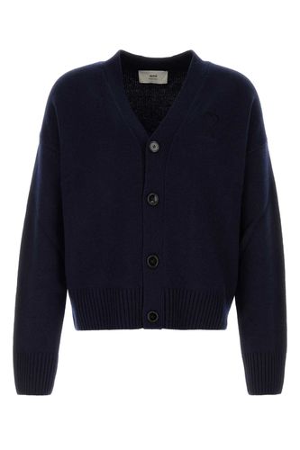 Dark Blue Wool Blend Cardigan - Ami Alexandre Mattiussi - Modalova