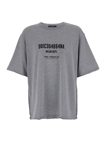 Oversized T-shirt With Logo Print In Cotton Blend Man - Dolce & Gabbana - Modalova