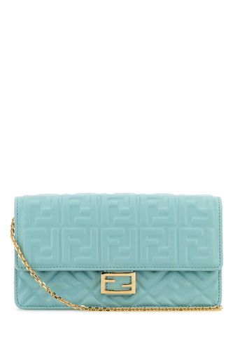 Light Blue Nappa Leather Baguette Wallet - Fendi - Modalova