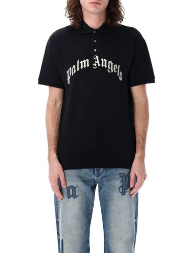 Curved Logo Polo T-shirt - Palm Angels - Modalova