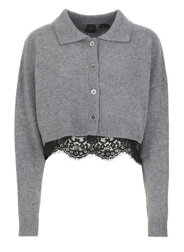 Lace-detailed Knitted Polo Jumper - Pinko - Modalova