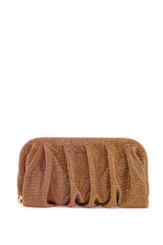 Medium Gold Pleated Rhinestone Mesh Bag For Elegant Events - Benedetta Bruzziches - Modalova