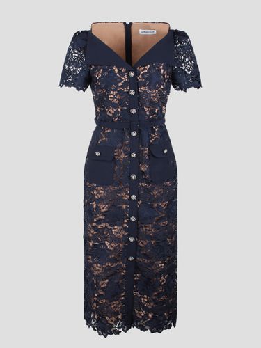 Lace Open Neck Midi Dress - self-portrait - Modalova