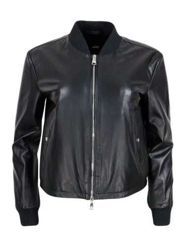 Jacket In Soft And Real Lambskin With College Collar And Zip Closure. Stretch Knit Collar And Cuffs - Add - Modalova